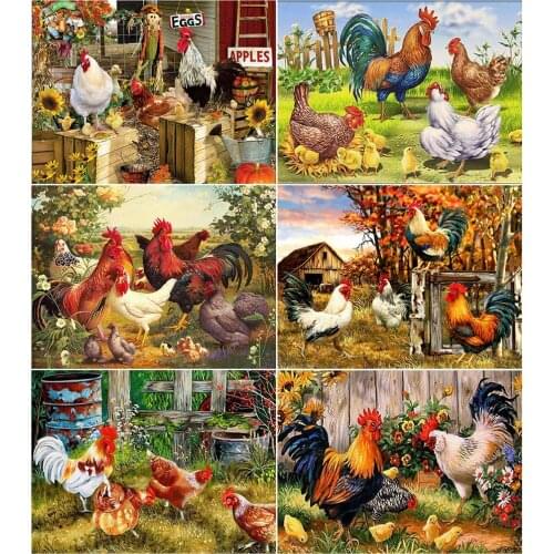 AZQSD Unframe Painting By Numbers Chickens Acrylic Paint Decor For Home Pictures By Numbers Animal Abstract Art Handmade Gift