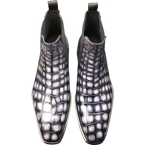 Chue 2021 new men boot men crocodile boots crocodile leather shoes male crocodile boots