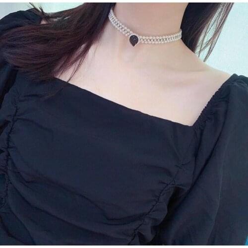 Brand Fashion party Jewelry For Women Vintage metal bead pearl Neckalce Gold Chain name Letter choker oval necklace