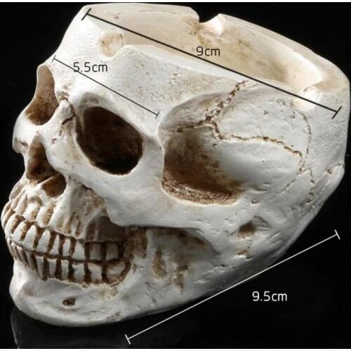 Skull Resin Ashtray Home Ornament Decor Anti-slip Crafts Smokeless Ashtray Cigarette Holder Halloween Decorative Supplies