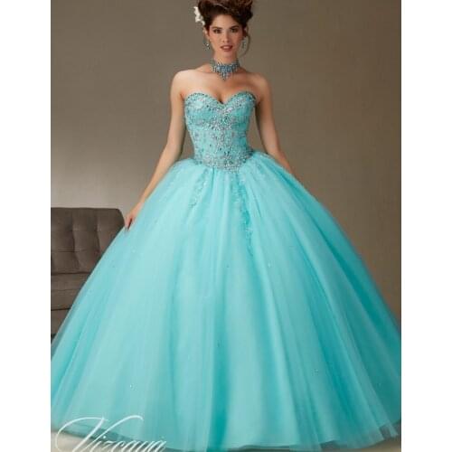 Cheap Coral Quinceanera Gowns Sweet 16 Princess Mint Green Pink Baby Blue mother of the bride Dresses Online 2018 Ball Gown