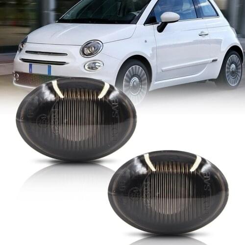 For 2007-19 Fiat 500 500e 500c Abarth Smoke Lens OEM Fender Side Marker Light Kit ,Replace OEM Sidemarker Lamps Cover