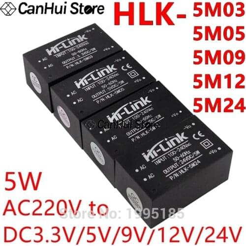 HLK-5M05 5M03/09/12/24 5W AC-DC 220V to 3.3V/5V/9V/12V/24V MINI Intelligent Household Mini Isolation Switch Power Supply Module