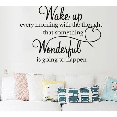 Artistic Fonts Letters Wall Sticker DIY Art Removable Morning Wake Up Mural Bedroom Wall Decals Wallstickers Home Room Decor