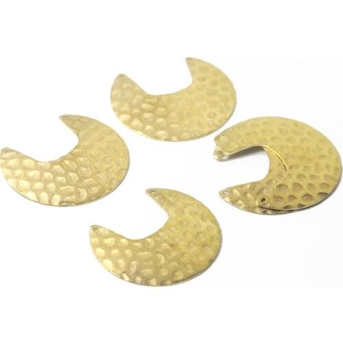 Brass Jewelry Accessories Embossed Double Hole Half Moon Semicircle Oval Plate DIY Earrings Necklace Bracelet Pendant