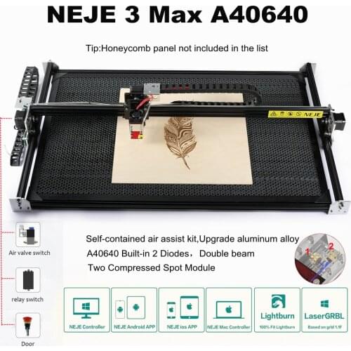 NEJE Master 2S Max 40W CNC Laser Engraver High Power Wood Cutting Engraving Machine Built-in Two Diodes Bluetooth-App Control