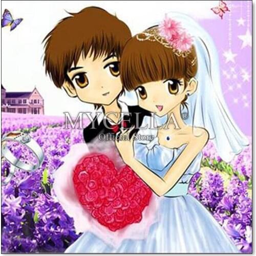 Cartoon Girl 5D DIY Diamond Painting Drill Lovers Bedroom Small Diamond Mosaic Cross Stitch Embroidery Home Decor