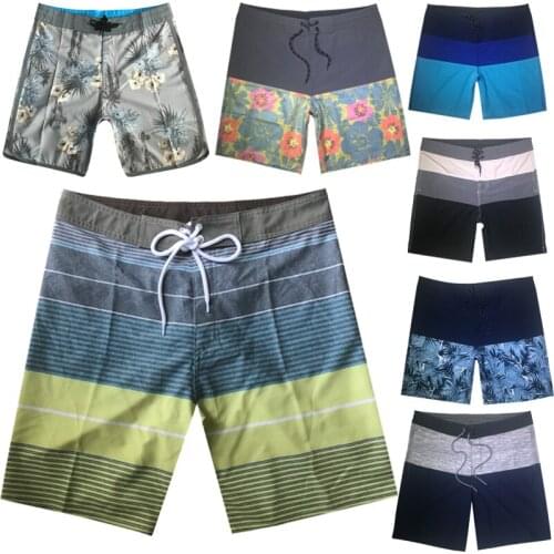 2019 Summer Floral Striped Shorts Elastic Fabric Striped Men Board Shorts Swimwear Men Beach Shorts Men Beach Shorts Boardshorts