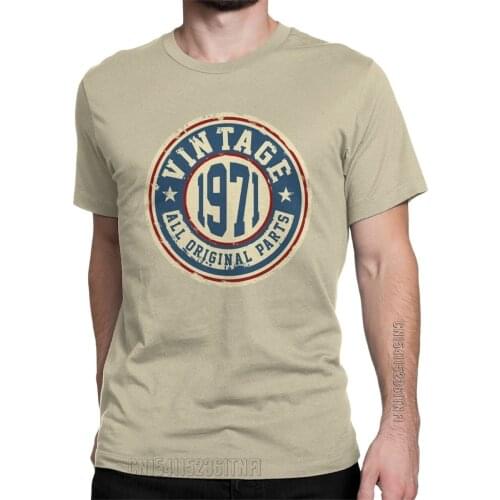 Men T-Shirts Vintage 1971 All Original Parts Birthday Gifts Novelty Cotton Tees Classic T Shirt Crew Neck Clothing Plus Size