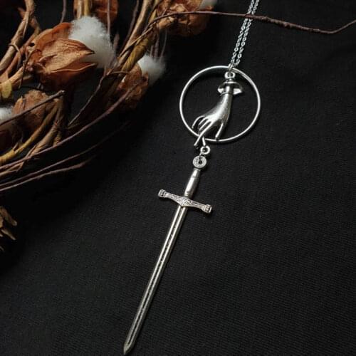 Sword Necklace Hand Victorian Vintage Antique Dagger Witch Gothic jewelry New