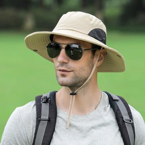 Summer Women UPF50+ Sun Hats Breathable Mesh Bucket Hat For Men Outdoor Hiking Fishing Hat Long Wide Brim Panama Beach Caps