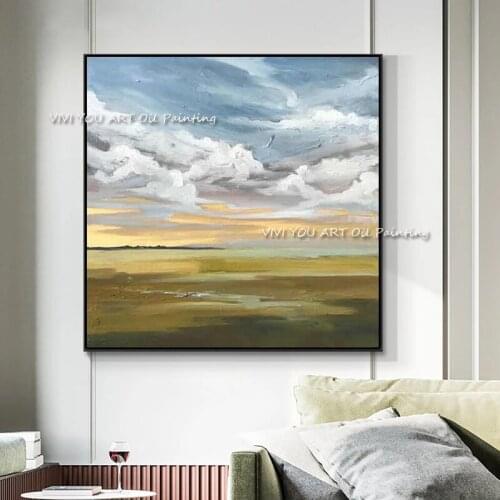 The Handmade Landscap Creative Abstract Art Oil Painting On Canvas Grassland Prairie Nature Paintings For Living Room Decoration