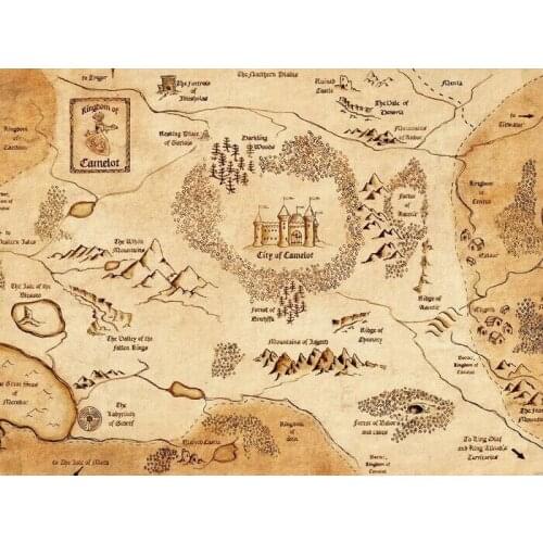 Camelot Map King Arthur Art Film Print Silk Poster Home Wall Decor 24x36inch