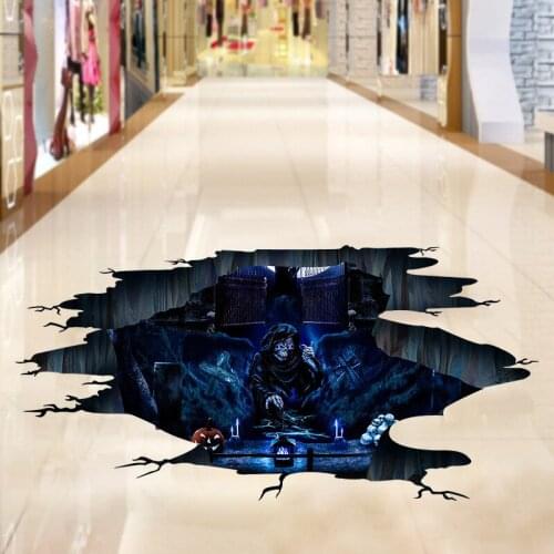 Broken Wall Skeleton Man Underground Castle Halloween Atmosphere Floor Sticker Decorative Wall Sticker Self-Adhesive