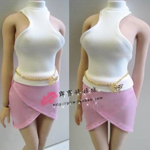 In Stock 1/ 6 Scale Feamle Sexy Bare Shoulders Shirt Short Skirt For TBL 12inches Figure body