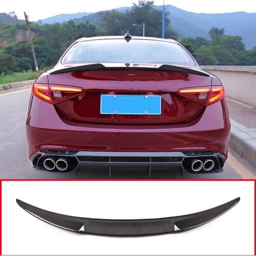 Real Carbon Fiber Car Rear Spoiler Wing Trim For Alfa Romeo Giulia 2015-2019 Accessories