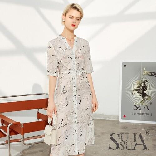 White Print Ink Floral Silk Dresses Women Fashion 2021 Summer Long Casual Sexy Office Work Daily Dress Plus Size Slim Fit A Line