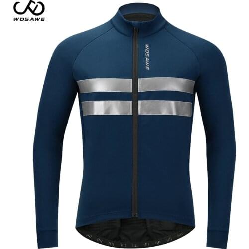 WOSAWE Winter Warm Up Thermal Fleece Motorcycle Jacket men Reflective Moto Windproof Jersey Long Sleeve Outdoor Sports Coat