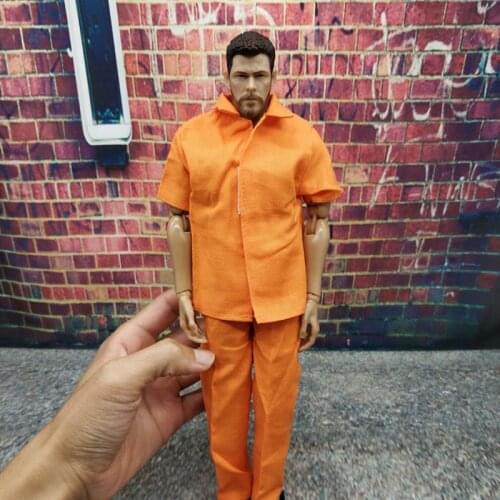 1/6 Male Soldier Orange Prison Uniform Tops Pants Clothes Model Fit 12 inch Action Figure Doll