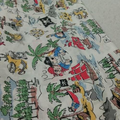 100% Cotton Poplin Pirate Skull Flag Castle Printed Cotton Poplin fabric Dot Fabric Patchwork Cloth Dress Quilting Home Decor