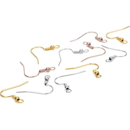 3 Colors 20pcs 20x20mm Stainless Steel Ear Wires Hooks with Spring and Ball Earring Findings Accessories Jewelry Making