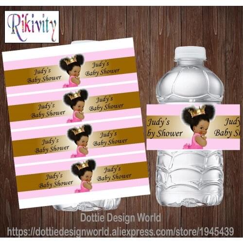 20pcs Personalized Princess Royal Baby Girl Shower Water Bottle Wine Labels Candy Bar Wrapper Stickers Birthday Party Decoration