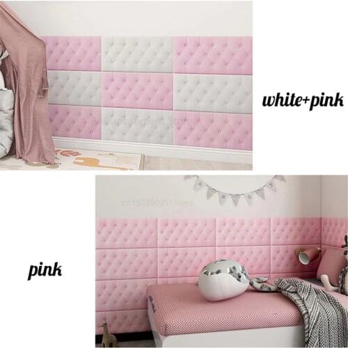 3D Wall Stickers Wallpaper Self-adhesive 4MM Tatami Anti-collision Wall Mat Pad Kids Bedroom Living Room Soft Foam Cushion