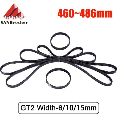3D Printer Parts GT2 Closed Loop Timing Belt Rubber 2GT 6mm460 462 464 466 468 470 472 474 476 478 480 482 484 486mm Synchronous