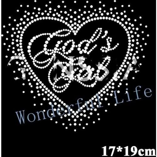 Free Shipping Gods girl with heart design heat transfer motif rhinestone for embellishment