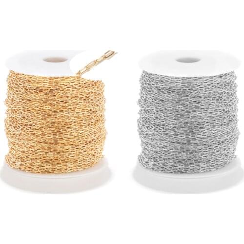 Punk Style Gold/Silver Color Stainless Steel Link Cable Chain Oval For DIY Making Necklace Women Party Jewelry Gifts Findings,1M