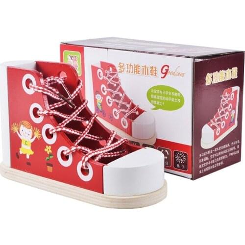 Children learn to tie the laces. Early childhood training