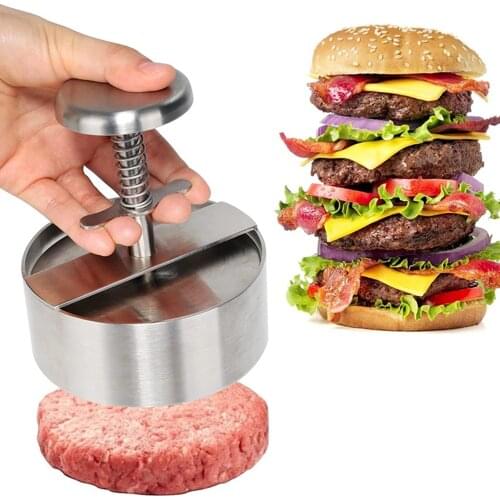 Stainless Steel Burger Meat Mold Meat Press Maker Round Shape Non-Stick Stuffed Burger Patties Beef Grill Pie Press Security