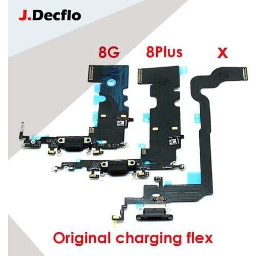JDecflo 1-5pcs/lot ORIGINAL Charging Flex For iPhone 8 8G 8P X Charger Flex Original New Charging Flex Cable Original For iP X
