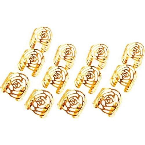 Napkin Ring, 12-Piece Metal Napkin Buckle Holder, Suitable For Wedding Party Dinner Table Decoration (Rose Gold)-ABUX