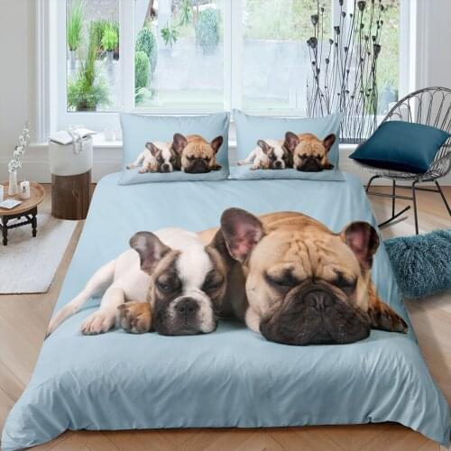 Lovely Pug dog Duvet Cover Set Cute Animal Bedding Set Queen King Comforter Bedclothes Kids Bed Cover