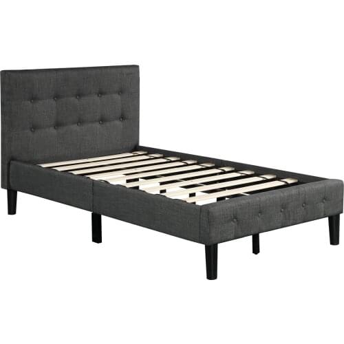 Platform Bed with Wooden Slat Support and Tufted Headboard and Footboard (Twin) Bedroom Furniture for Livingroom US Warehouse
