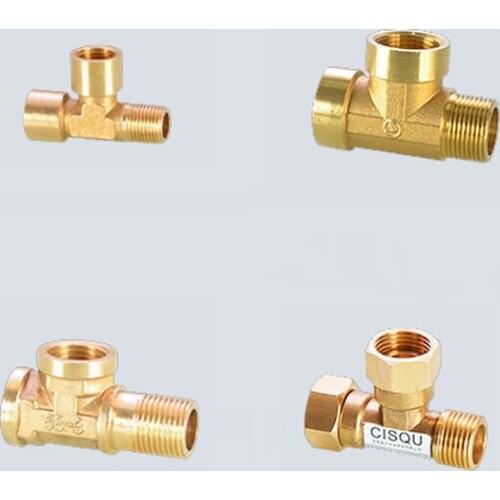 Brass Pipe Fitting - Female x Female x Male Tee 3-Way Connector 1/8",1/4",3/8",1/2",3/4",1" BSP Jointer Adaptor for Water Gas