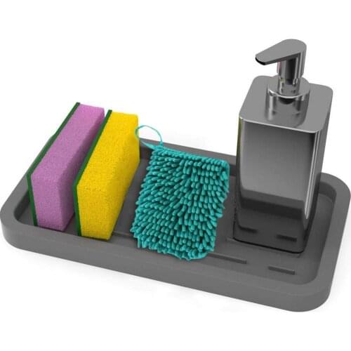 Kitchen Sink Storage Tray Sponge Holder Food Grade Silicone Drain Pan Sponge Brush Soap Dispenser Scrubber Fruit Use Accessories