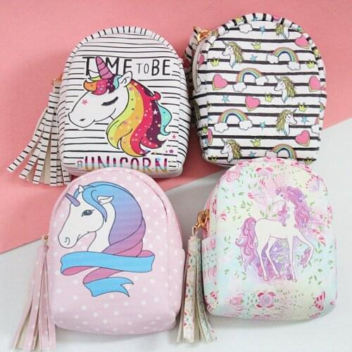 M042 2018 New Cartoon Women Coin Purses Cute Unicorn Styles Zero Wallet Key Buckle Women Child Bag Wholesale