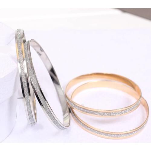 Trendy Simple Bangle Bracelet for Women Elegant Frosted Cuff Hoop Bracelets Ladies Hand Chain Bangle Bracelet Jewelry Gifts