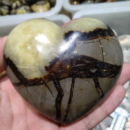 Natural Septarian Dragon Crystal Polished Heart Stone Specimen 1pcs