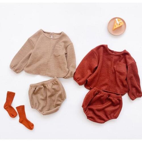 Autumn Infant Boy Clothes Set Cotton Long Sleeve Solid Color Baby T-Shirt Pant Sets Spring Toddler Boy Outfits Newborn Clothes