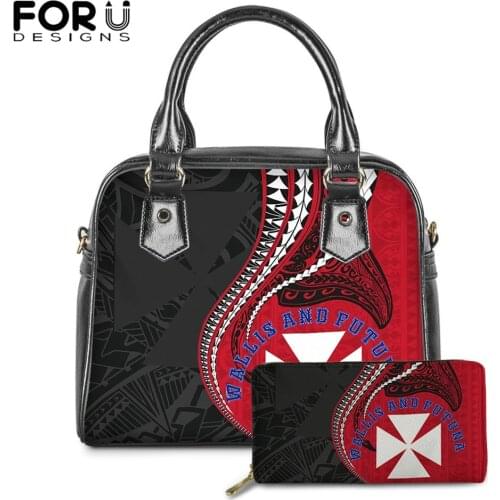 FORUDESIGNS Luxury Handbag And Purse Set Womens Wallis And Futuna Kanaloa Tatau Printed Large Capacity Pu Leather Tote Bag Mujer