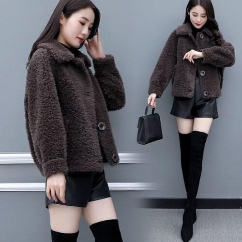 2020 New Winter Women Fashion Real Fur Coat Female Solid Natural Wool Fur Ladies Genuine Sheep Shearing Short Overcoat H216