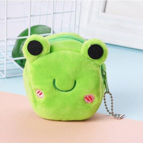Cute Plush Coin Wallet Soft Zipper Panda Frog Cartoon Animal Cute Key USB Cable Women Girl Fashion Portable Wallet Gift Pouch
