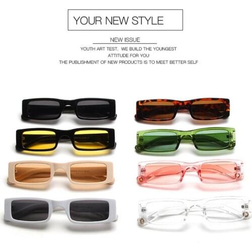 2021 New Rectangle Sunglasses Women Fashion Small Square Frame Vintage Sun Glasses Men Shades Retro Clear Green UV400