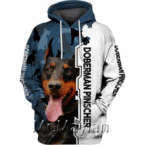 Doberman Pinscher 3D Full Printed Hoodies Men/Women Casual Unisex Autumn Sweatshirt Streetwear Hipster Boys Clothes Outfits Top