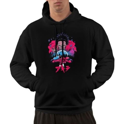 Vaporwave Neo Tokyo Hoodie Men Cotton Synthwave Akira Shotaro Kaneda Motorcycle Hooded Pullover Winter Sweatshirts With Pocket