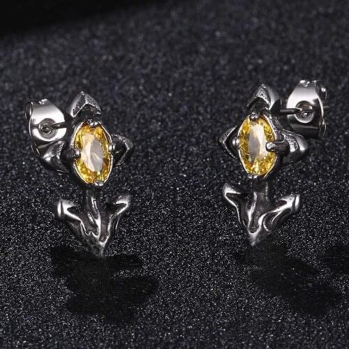 Vintage Stainless Steel Zircon Flower Stud Earrings For Women Ear Jewelry Female Accessories Party Gift BB0798