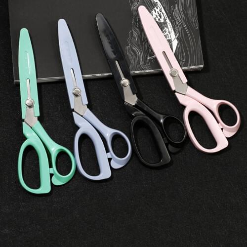 High Quality Stainless Steel Sewing Scissors Fabric Shears for Embroidery Cross Stitch with Cover Tailors Scissors 22CM